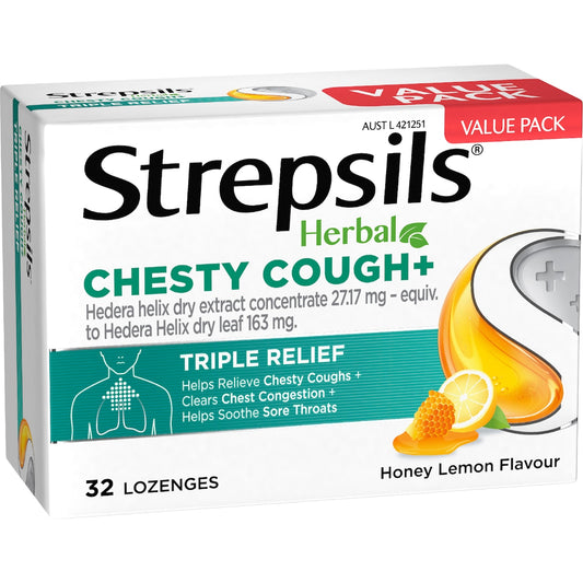 Strepsils Herbal Chesty Cough Triple Relief Lozenges 32 Pack