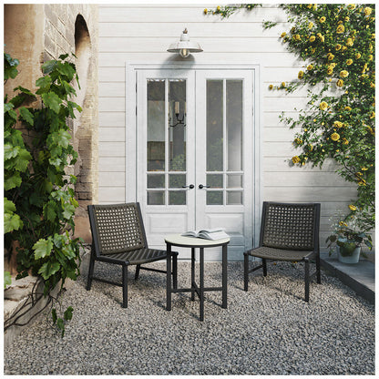 Agio Hyde Park Small Space 3 Piece Set Black Aluminium Rope & Sintered Stone