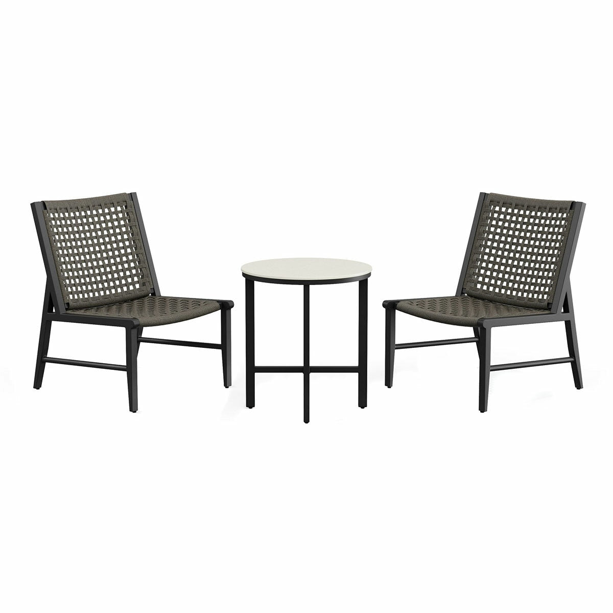 Agio Hyde Park Small Space 3 Piece Set Black Aluminium Rope & Sintered Stone
