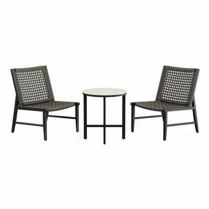 Agio Hyde Park Small Space 3 Piece Set Black Aluminium Rope & Sintered Stone