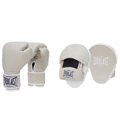 Everlast 1910 Boxing Mitt Kit Classic Gloves & Focus Mitts Sable/White