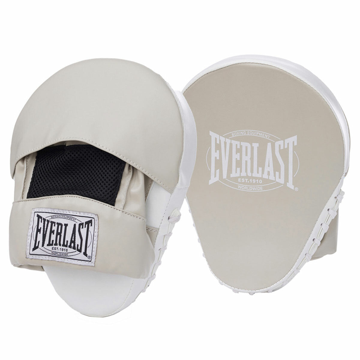 Everlast 1910 Boxing Mitt Kit Classic Gloves & Focus Mitts Sable/White