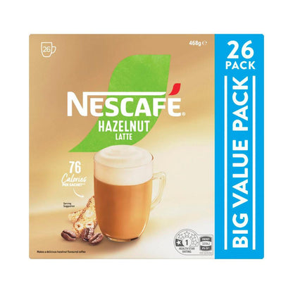 Nescafe Hazelnut Latte Coffee Sachets - 26 pack