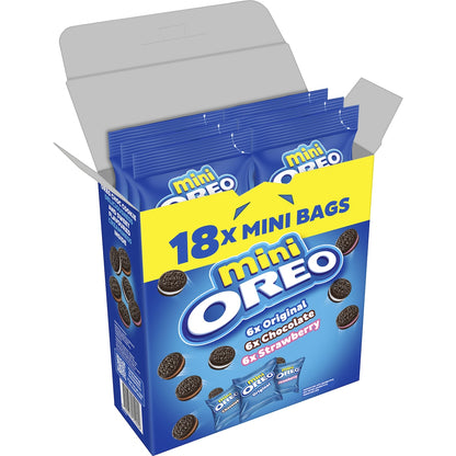 Oreo Mini Cookies Original Choc & Strawberry Bags 18 Pack 367g