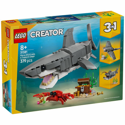 Lego Creator 3 in 1 Posable Shark Treasure Chest 31381 379 Pieces