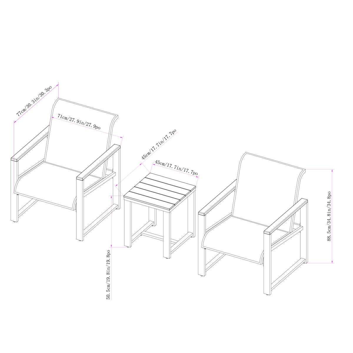 Sunvilla Helio 3 Piece Seating Set Graphite Aluminium Weather Resistant