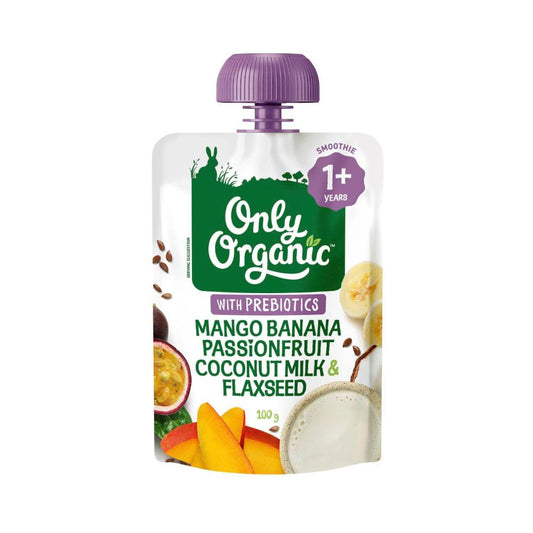 Only Organic Mango Banana Passion Coconut Flexseed With Prebiotics 1-5 Years - 100g