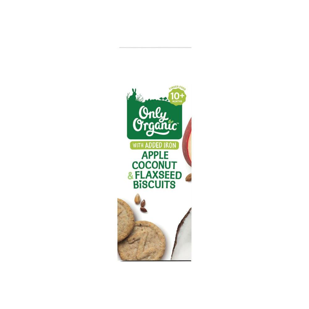Only Organic Apple Coconut And Flaxseed Biscuit With Prebiotics 10+ Months - 100g