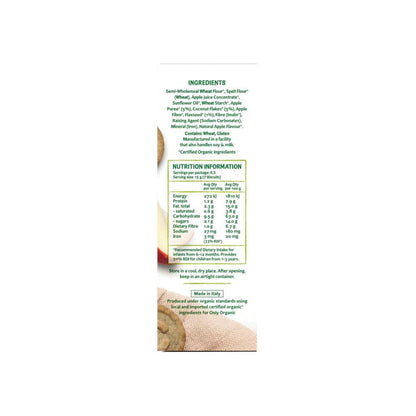 Only Organic Apple Coconut And Flaxseed Biscuit With Prebiotics 10+ Months - 100g