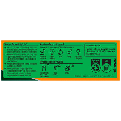Berocca Hydrate Orange Electrolyte Effervescent Tablets 2 x 40