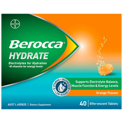 Berocca Hydrate Orange Electrolyte Effervescent Tablets 2 x 40