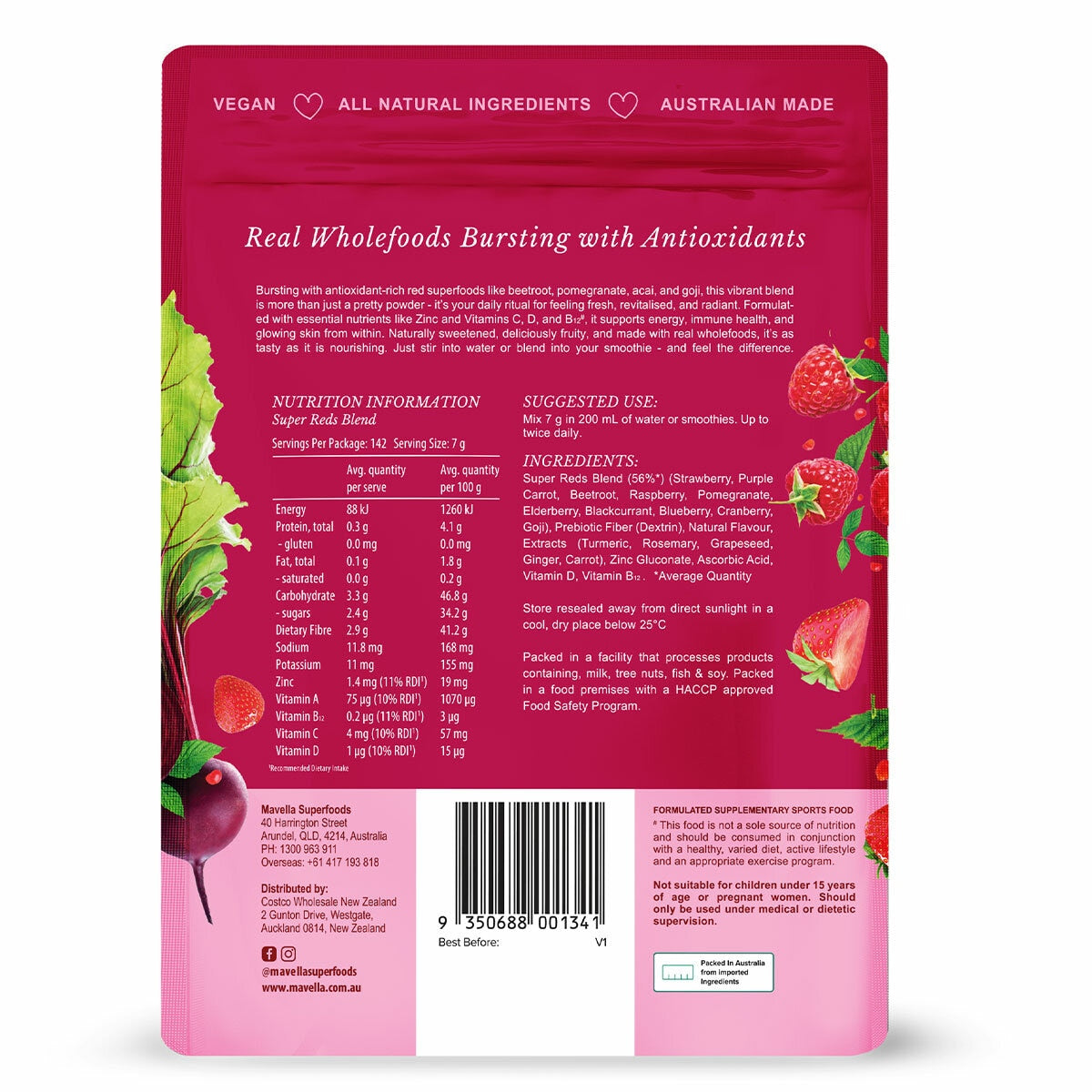 Mavella Super Reds Powder Vibrant Antioxidant Blend 1kg