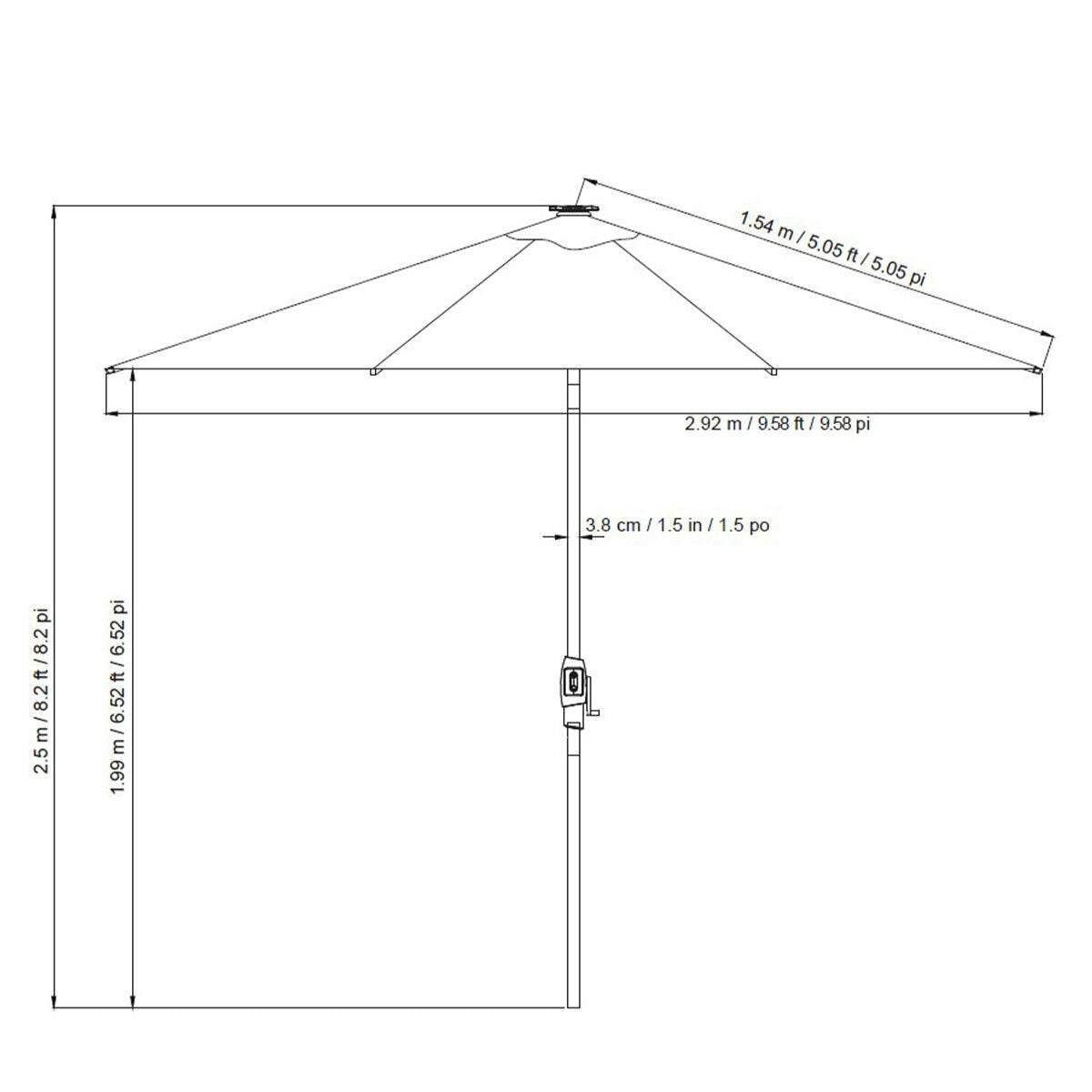 Sunvilla LED Market Umbrella Graphite Aluminium Rechargeable 3m