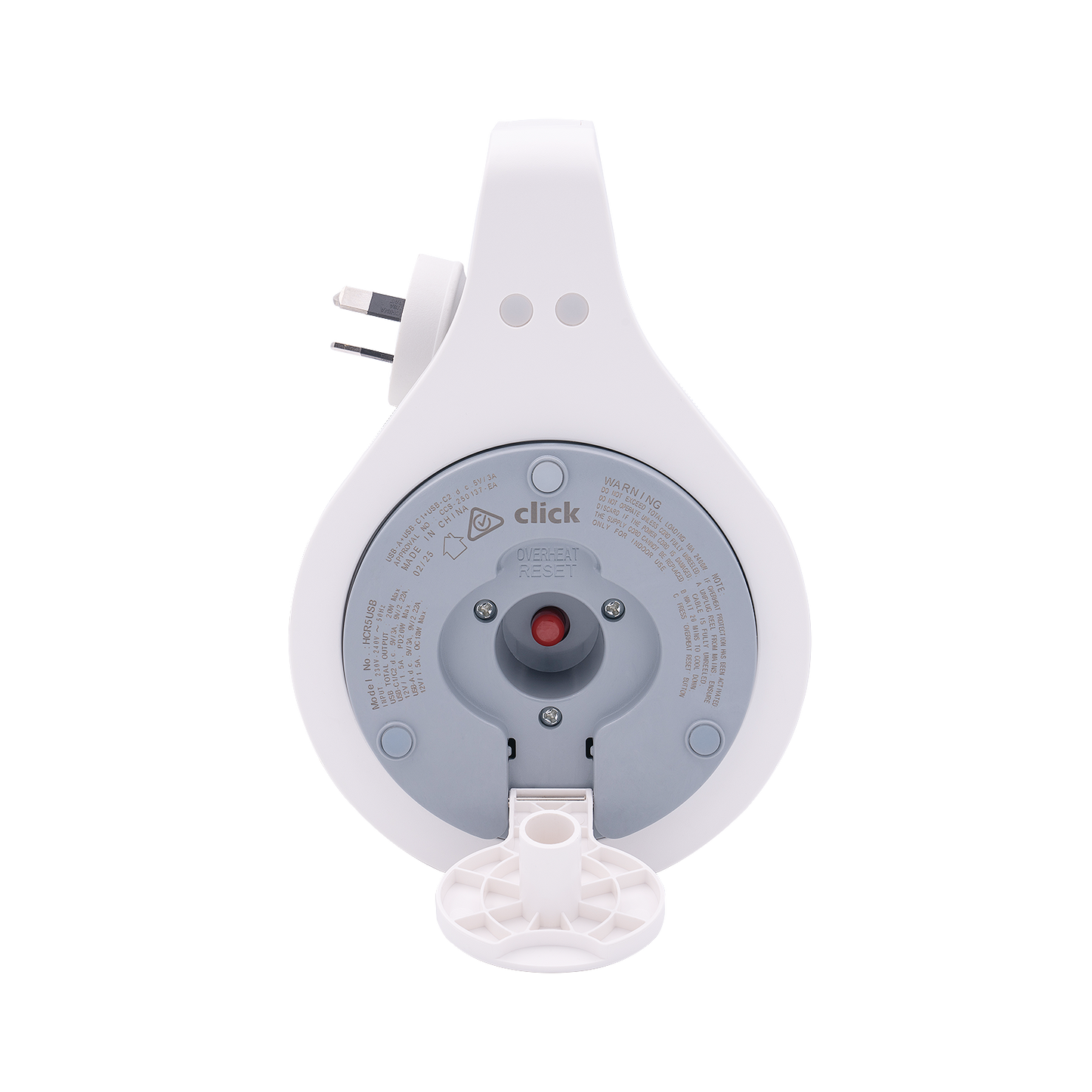 Click Cable Reel - 5m - 2 Outlet - USB PD20W