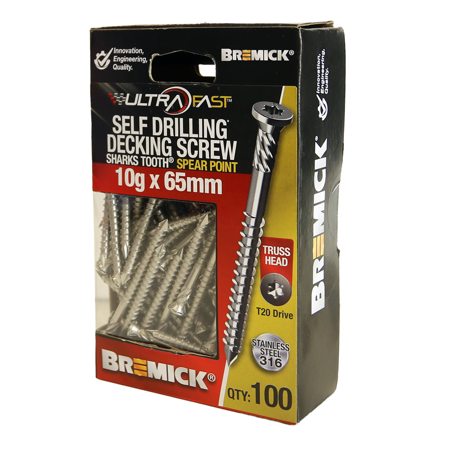 Bremick Ultrafast Stainless Steel 316 Truss Head Screws - 10g x 65mm - T20 - 100 Pack