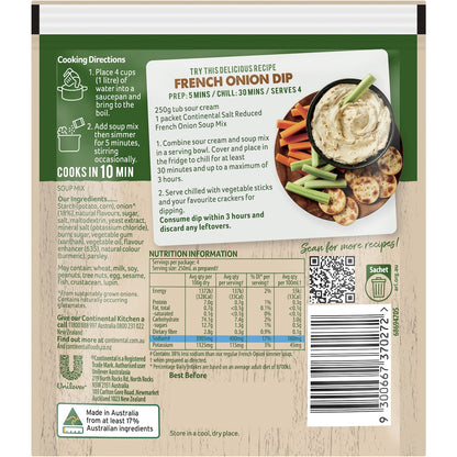 Continental Classics Simmer Soup French Onion Salt Reduced 35g