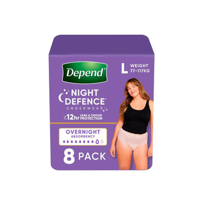 Depend Real Fit Night Defence Incontinence Underwear Womens - 8 Pack