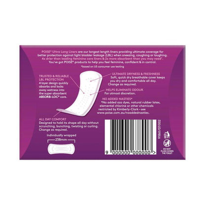 Poise Liners For Bladder Leaks Ultra Long - 20 pack