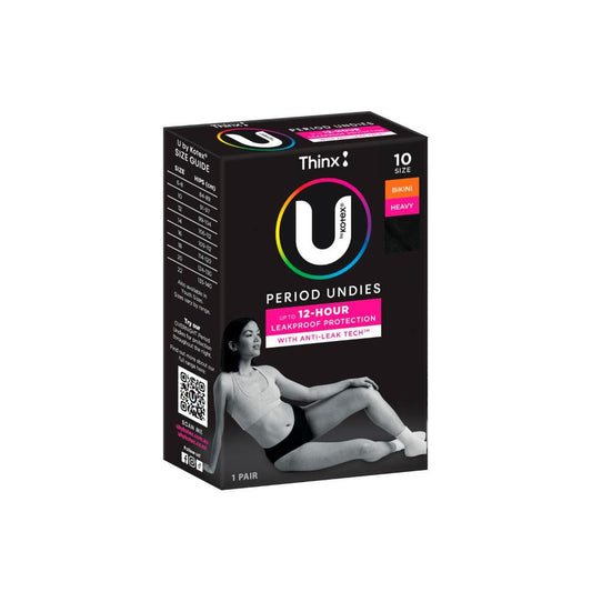 U by Kotex Thinx Reusable Period Underwear Heavy Black Bikini Size 10 - 1 each