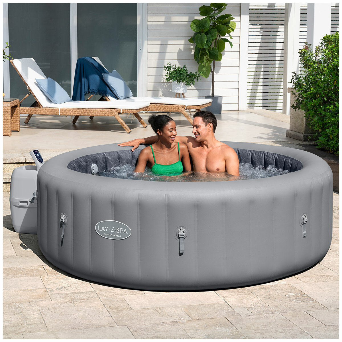 Lay-Z-Spa Santa Monica Airjet 7 Inflatable Spa Grey 1, 216cm 190L