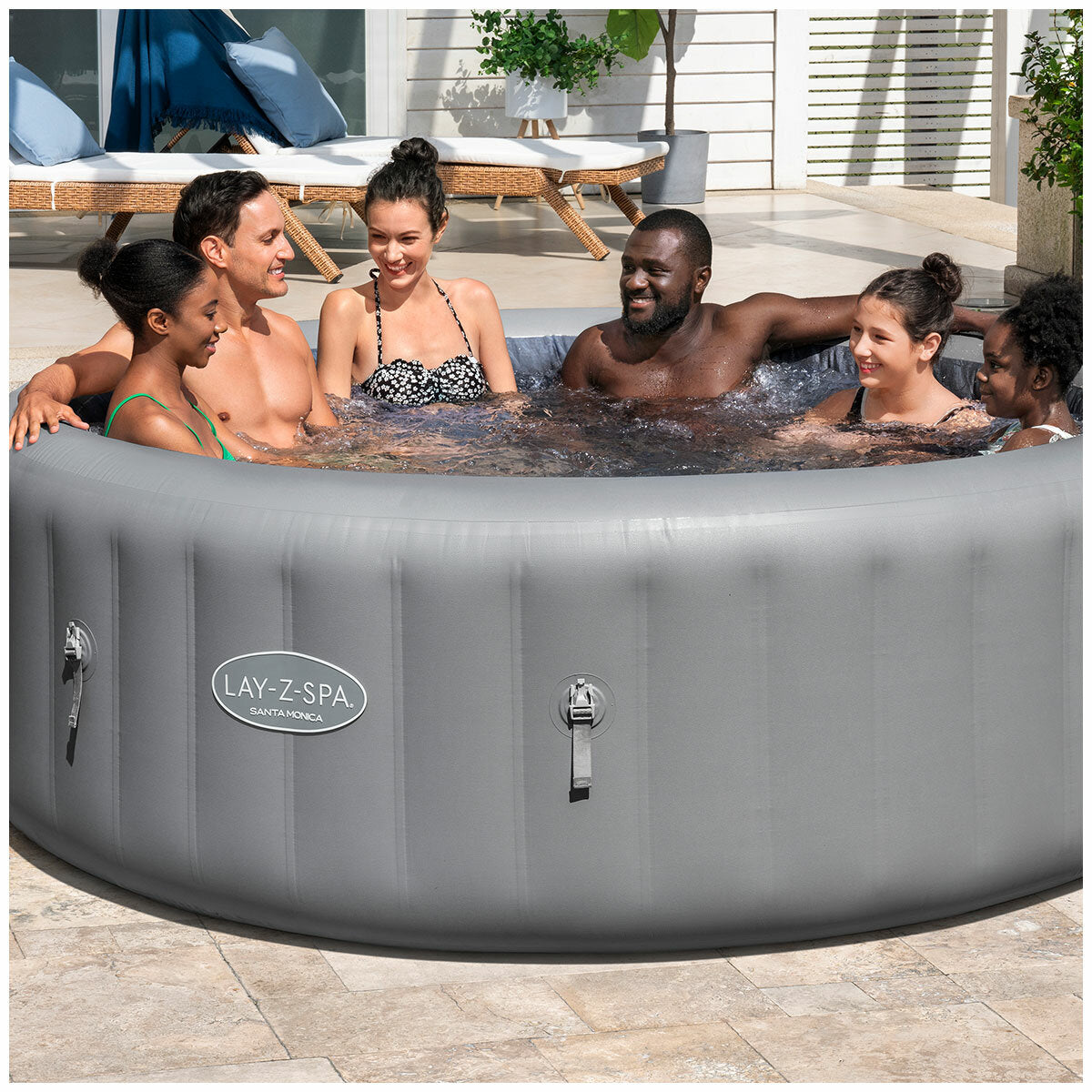 Lay-Z-Spa Santa Monica Airjet 7 Inflatable Spa Grey 1, 216cm 190L