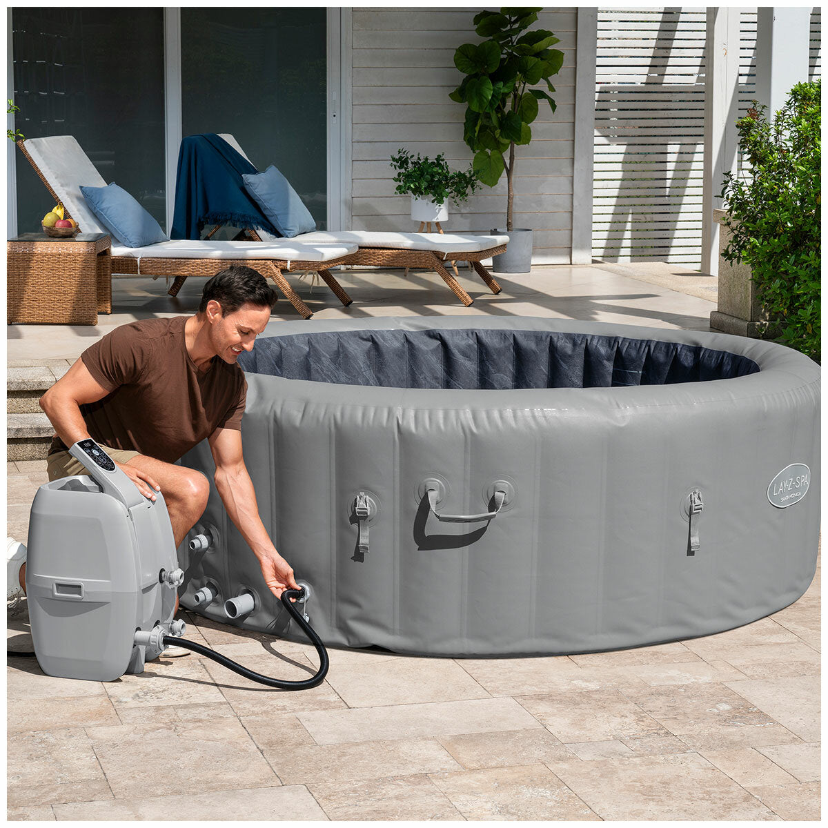 Lay-Z-Spa Santa Monica Airjet 7 Inflatable Spa Grey 1, 216cm 190L