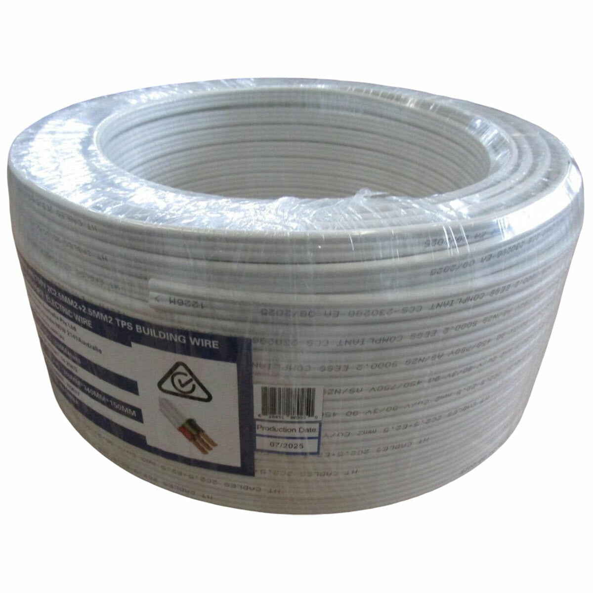 Spectra Flat Tps Cable 2 Core & Earth White Au/Nz 2.5mm