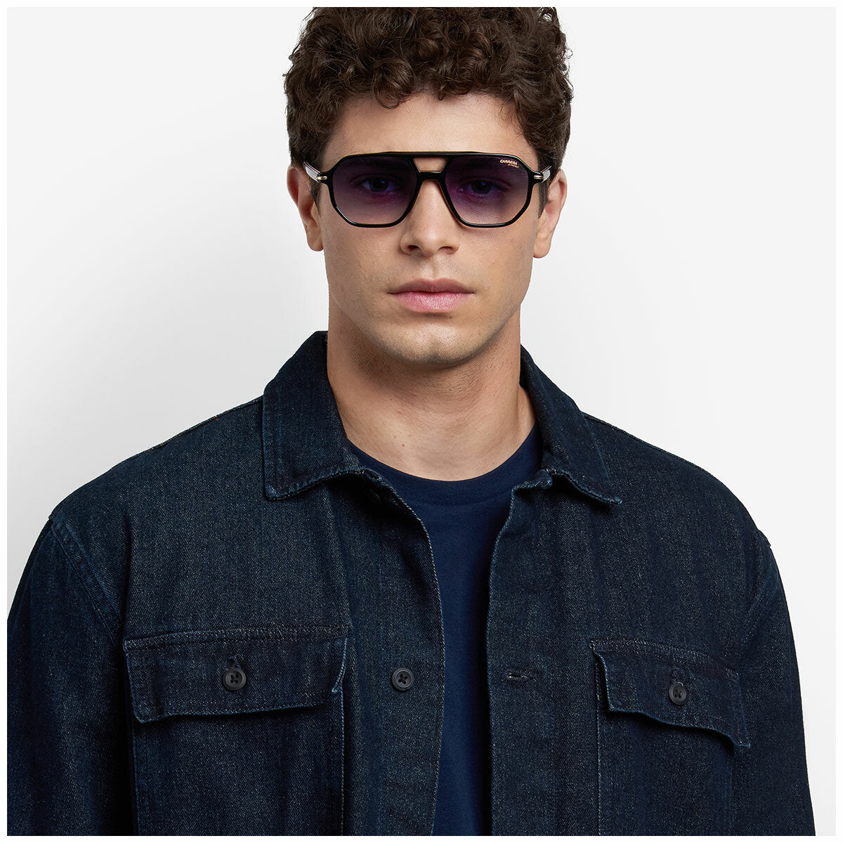 Carrera 341/S 2M2 Men's Acetate Sunglasses Black Gold Dark Blue