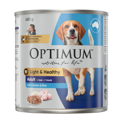 Optimum Adult Weight Control Wet Dog Food With Chicken & Rice Can - 680g