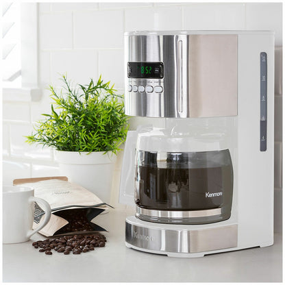 Kenmore Programmable 12 Cup Drip Coffee Maker KKCM12WAU White