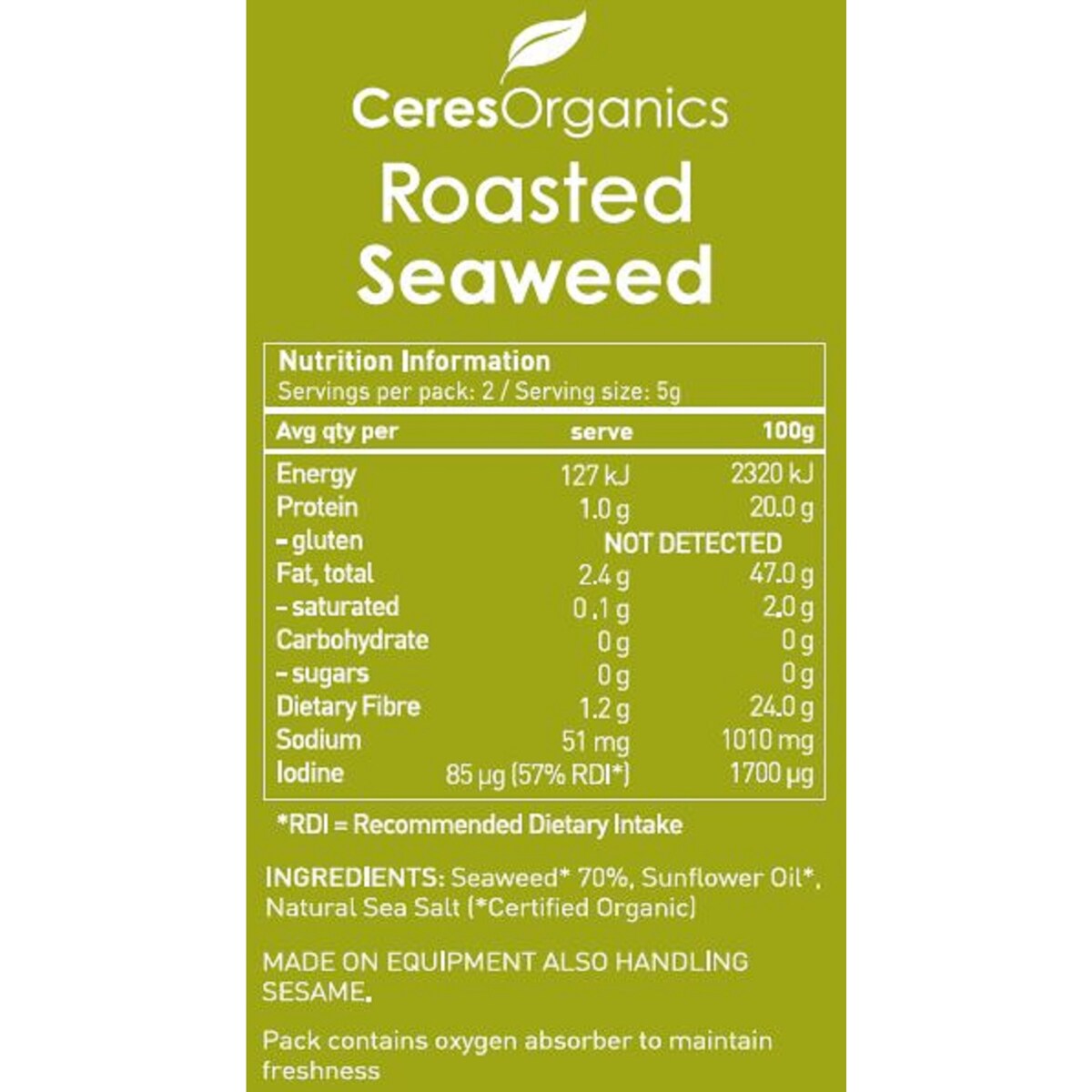Ceres Organics Seaweed Nori 11.3g