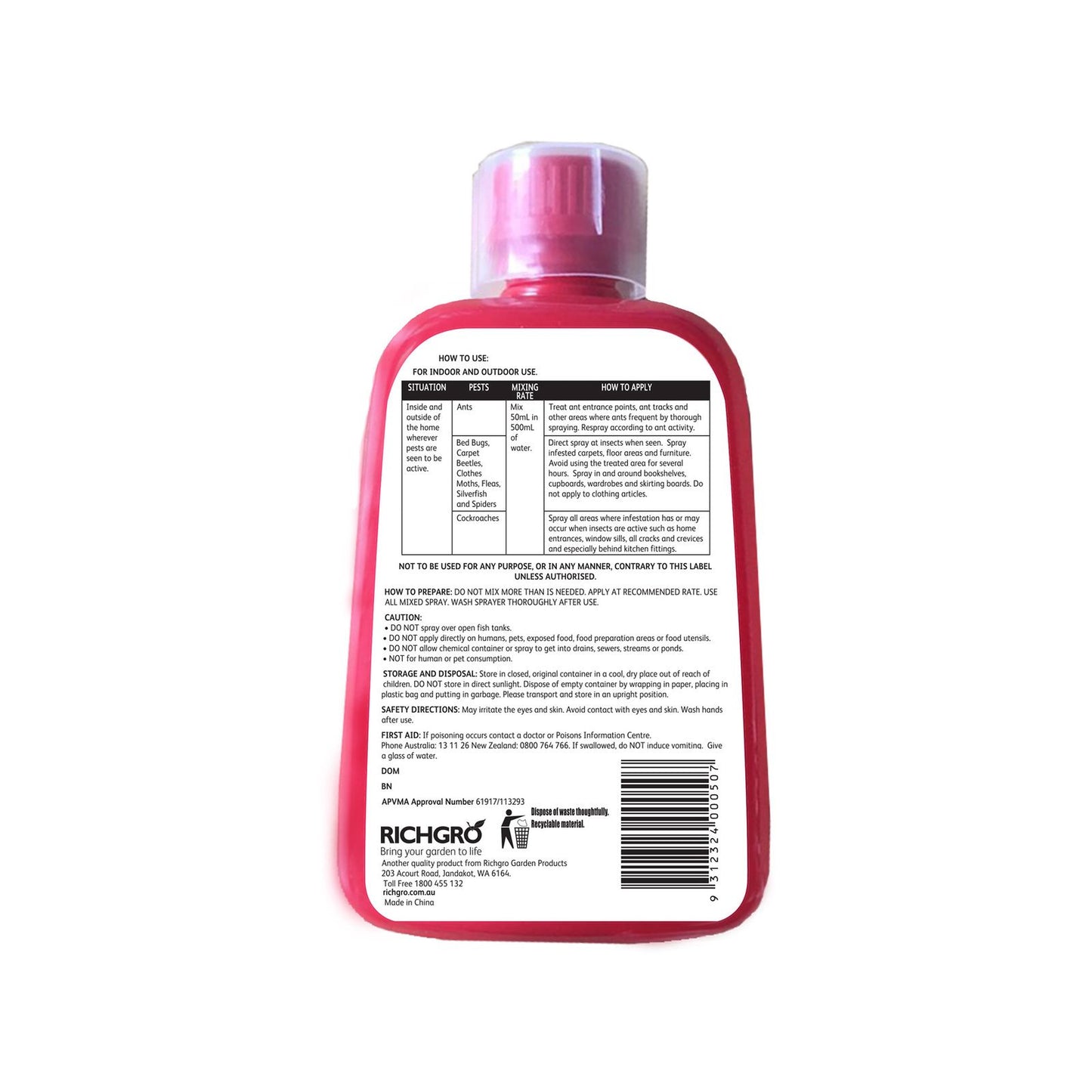 Richgro Ant Spider Cockroach Killer Concentrate 500ml