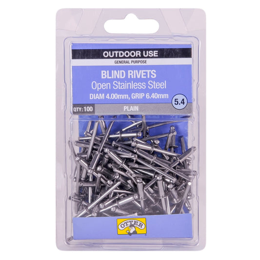 Otter Open Stainless Steel Blind Rivets - 4 x 6mm - 100 Pack