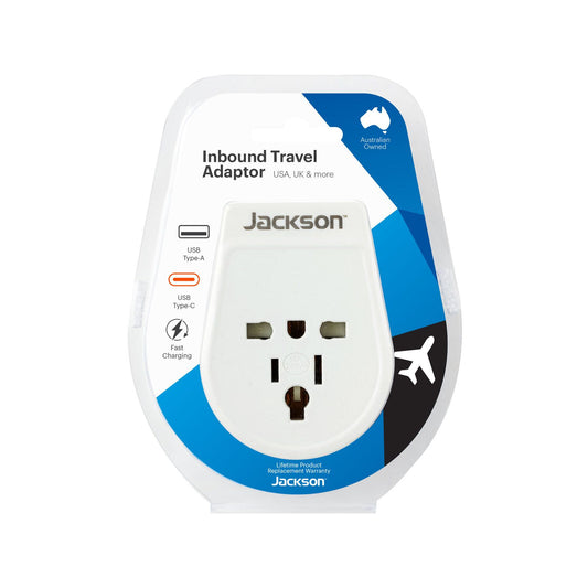 Jackson Inbound Travel Adaptor - USB A & C- USA, UK and More