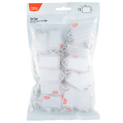 Taskmaster Clear Key Tags - 56 x 29 x 6mm - 50 Pack