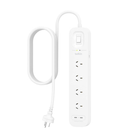 Belkin Surge Protector - 4 Outlet - Dual USB-C 30W - 2m