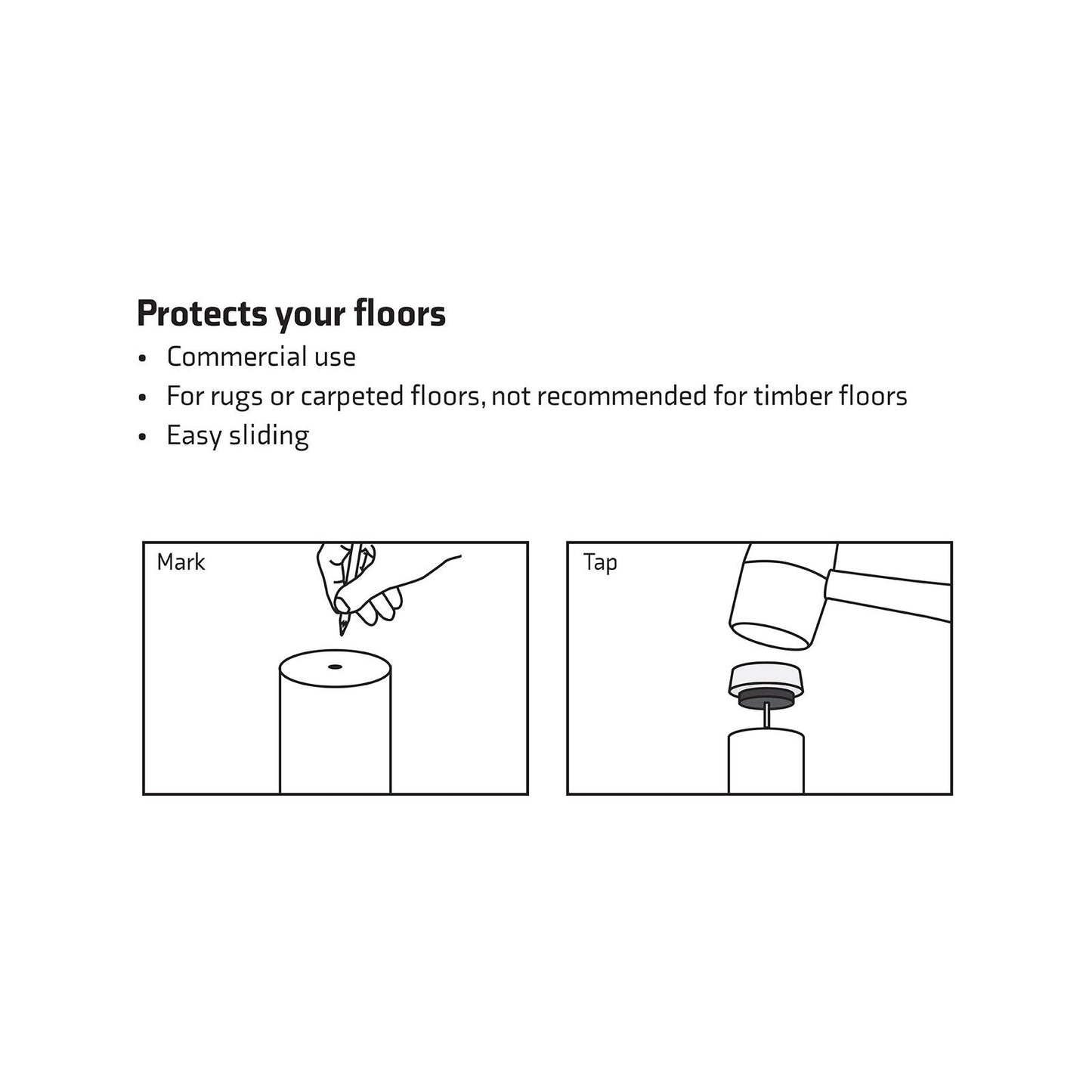 Surface Gard White Plastic Cushioned Glide - 29mm - 4 Pack
