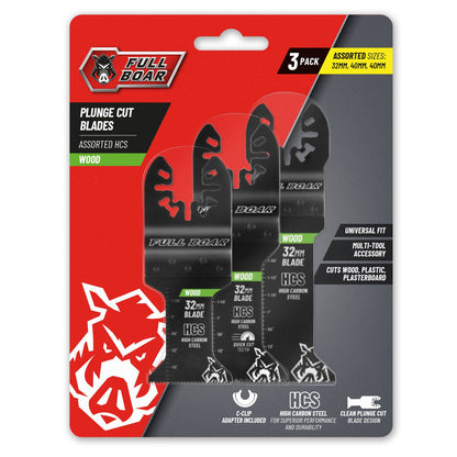Full Boar Plunge Cut Multi Tool Blade Set - 3 Piece