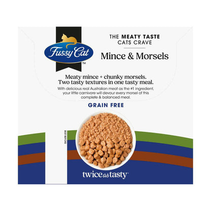 Fussy Cat Grain Free Twice as Tasty Adult Wet Cat Food Mince & Morsels 12x80gm - 12 pack