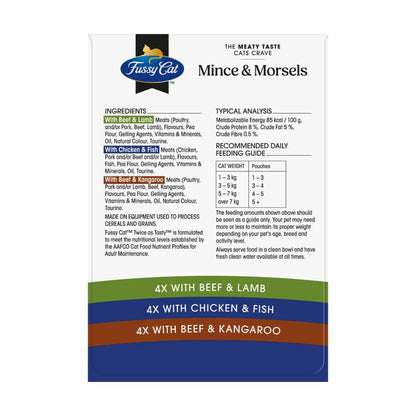 Fussy Cat Grain Free Twice as Tasty Adult Wet Cat Food Mince & Morsels 12x80gm - 12 pack