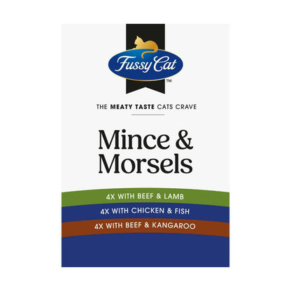 Fussy Cat Grain Free Twice as Tasty Adult Wet Cat Food Mince & Morsels 12x80gm - 12 pack