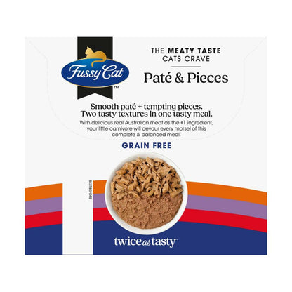 Fussy Cat Grain Free Twice as Tasty Adult Wet Cat Food Pate & Pieces 12x80gm - 12 pack