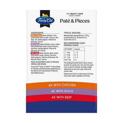 Fussy Cat Grain Free Twice as Tasty Adult Wet Cat Food Pate & Pieces 12x80gm - 12 pack