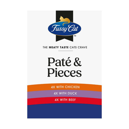 Fussy Cat Grain Free Twice as Tasty Adult Wet Cat Food Pate & Pieces 12x80gm - 12 pack
