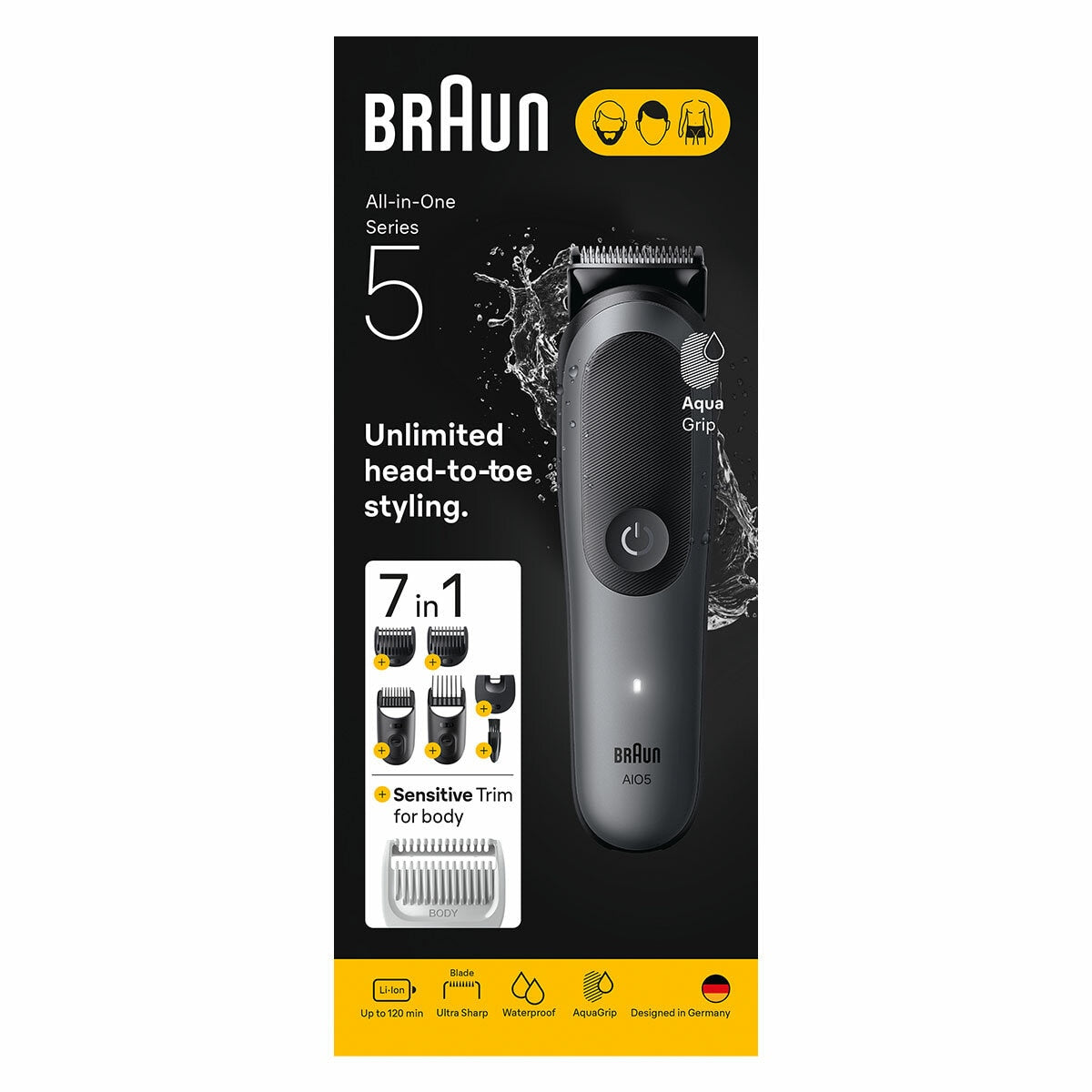 Braun Series 5 AIO5520 All-in-One Grooming Kit | Waterproof Black