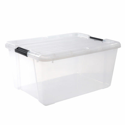 Iris Buckle-Up Storage Clear Stackable Plastic 42L 3 Pack