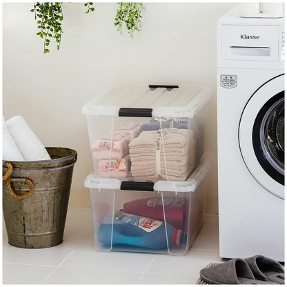 Iris Buckle-Up Storage Clear Stackable Plastic 42L 3 Pack