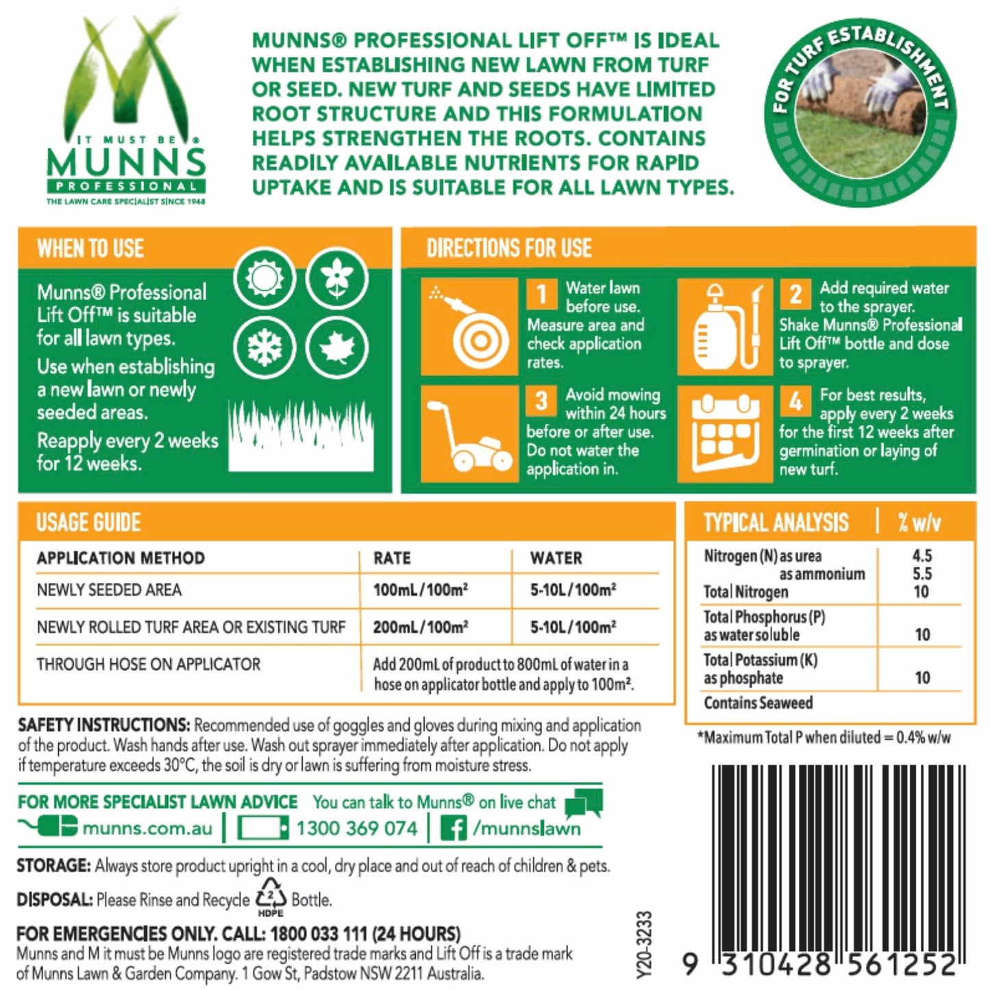 Munns Professional Lawn Fertiliser - 1L