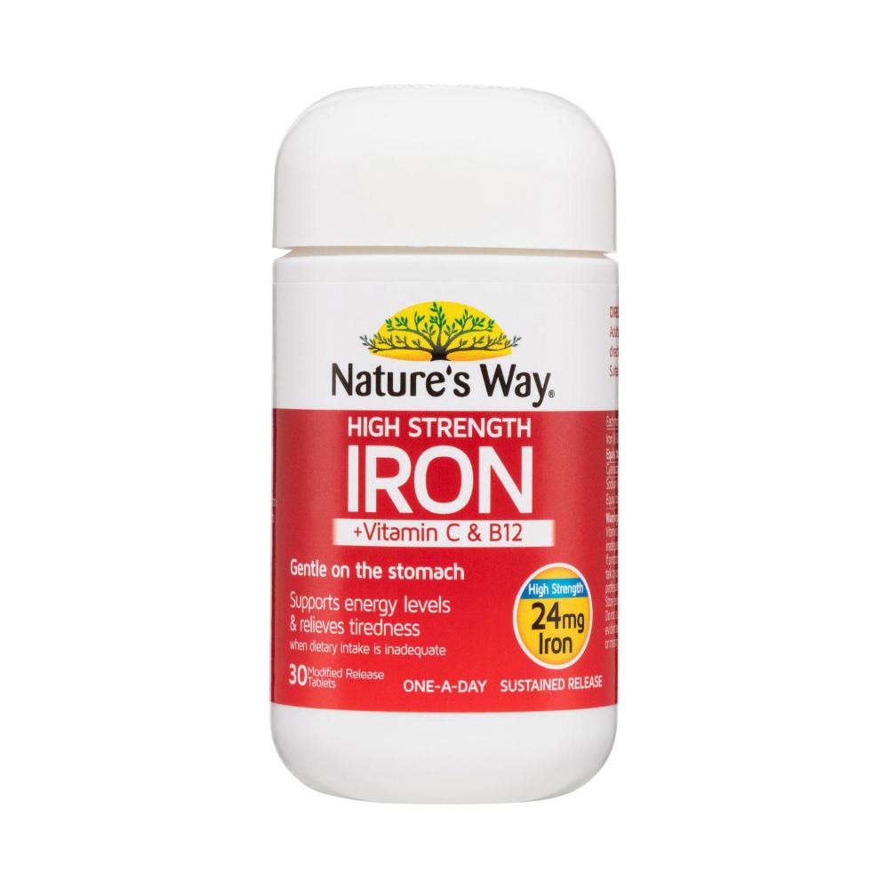 Nature's Way High Strength Iron +vitamin C & B12 Tablets - 30 Pack
