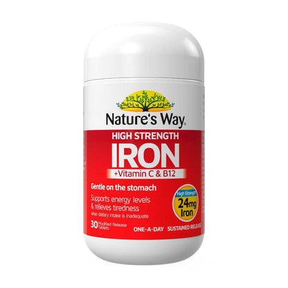 Nature's Way High Strength Iron +vitamin C & B12 Tablets - 30 Pack